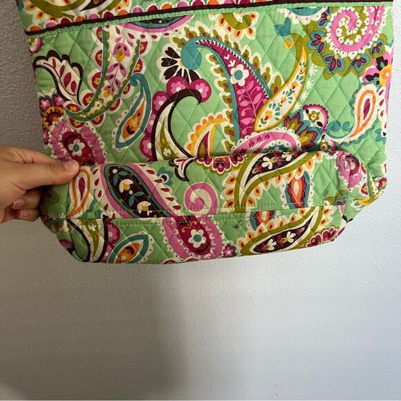 Vera Bradley Tutti Frutti Tote Green Pink Paisley Floral Print